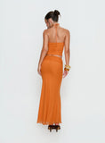 Star Fruit Ruched Waist Maxi Skirt Orange