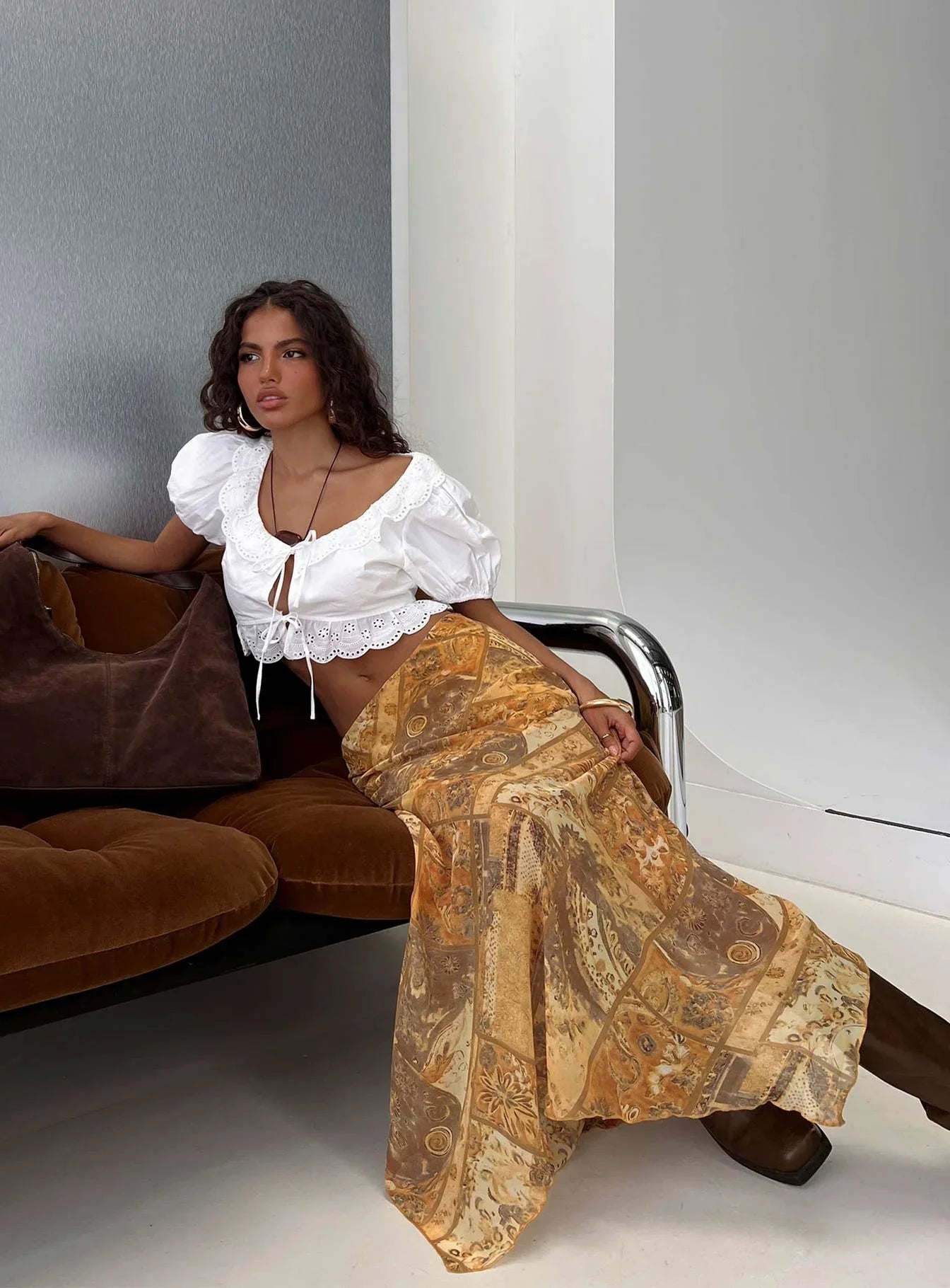 Lyanna Hanky Hem Maxi Skirt Multi