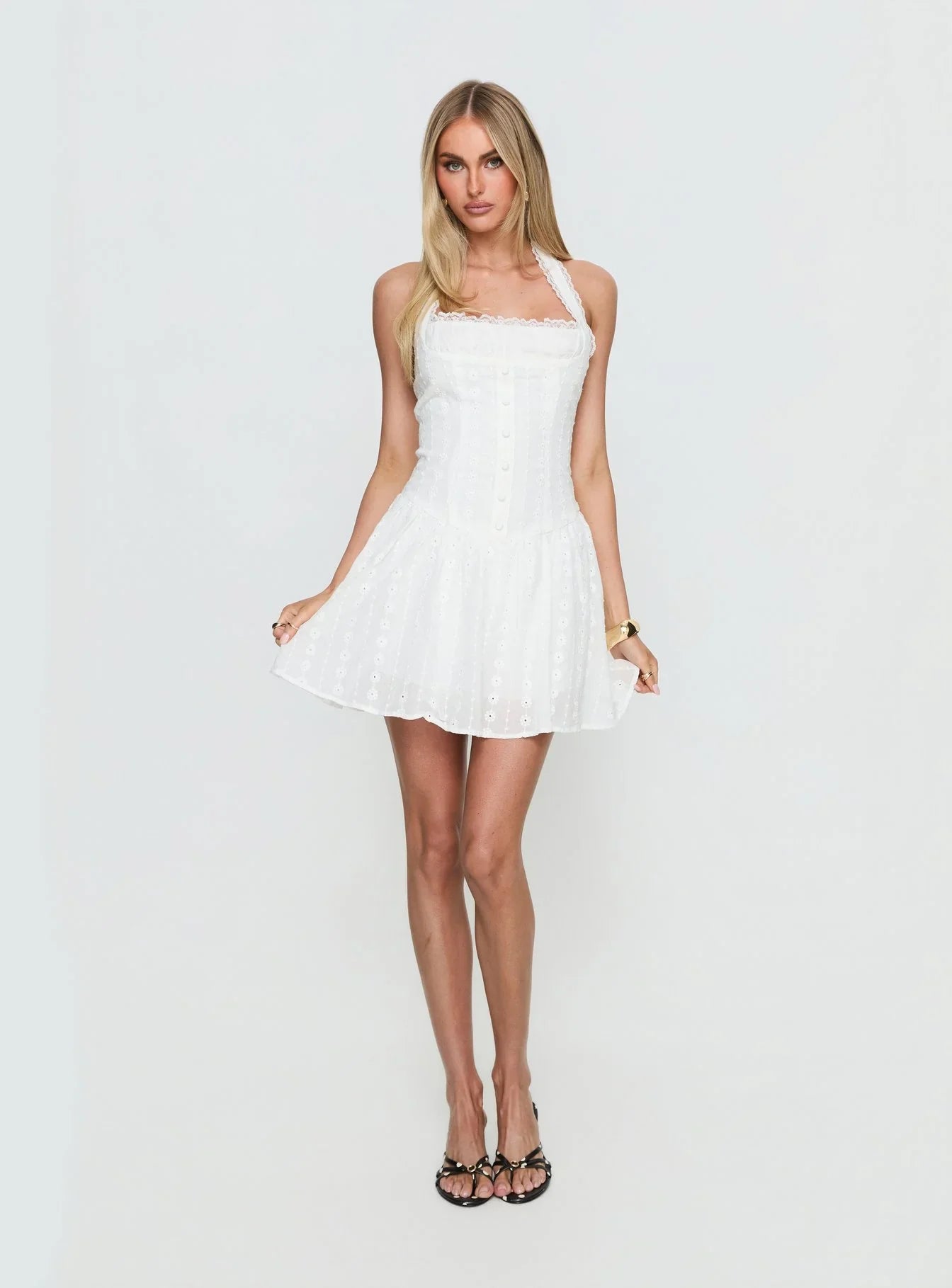 Candy Clouds Halter Playsuit White