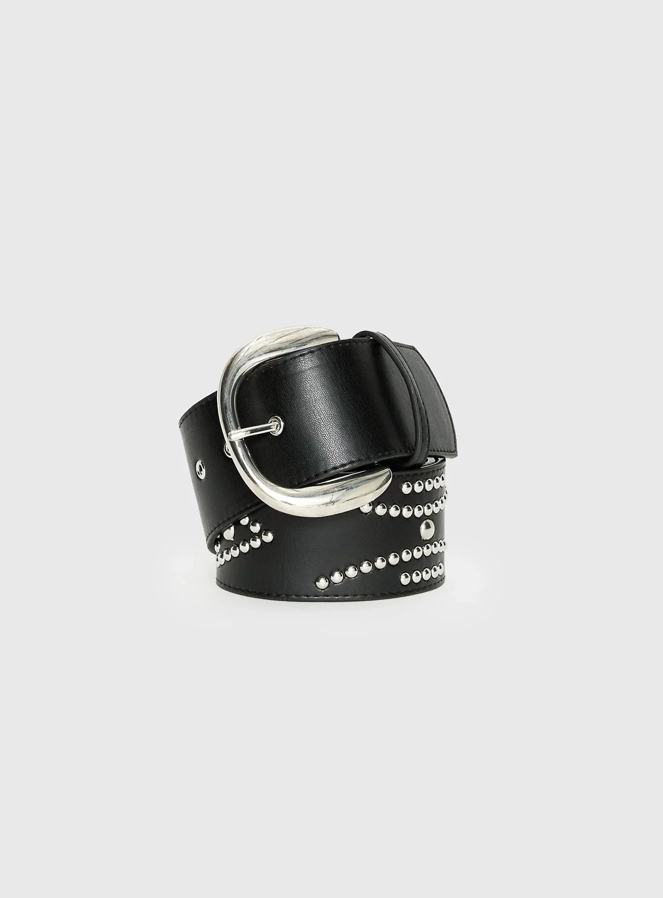 Jordynne Studded Faux Leather Belt Black Silver