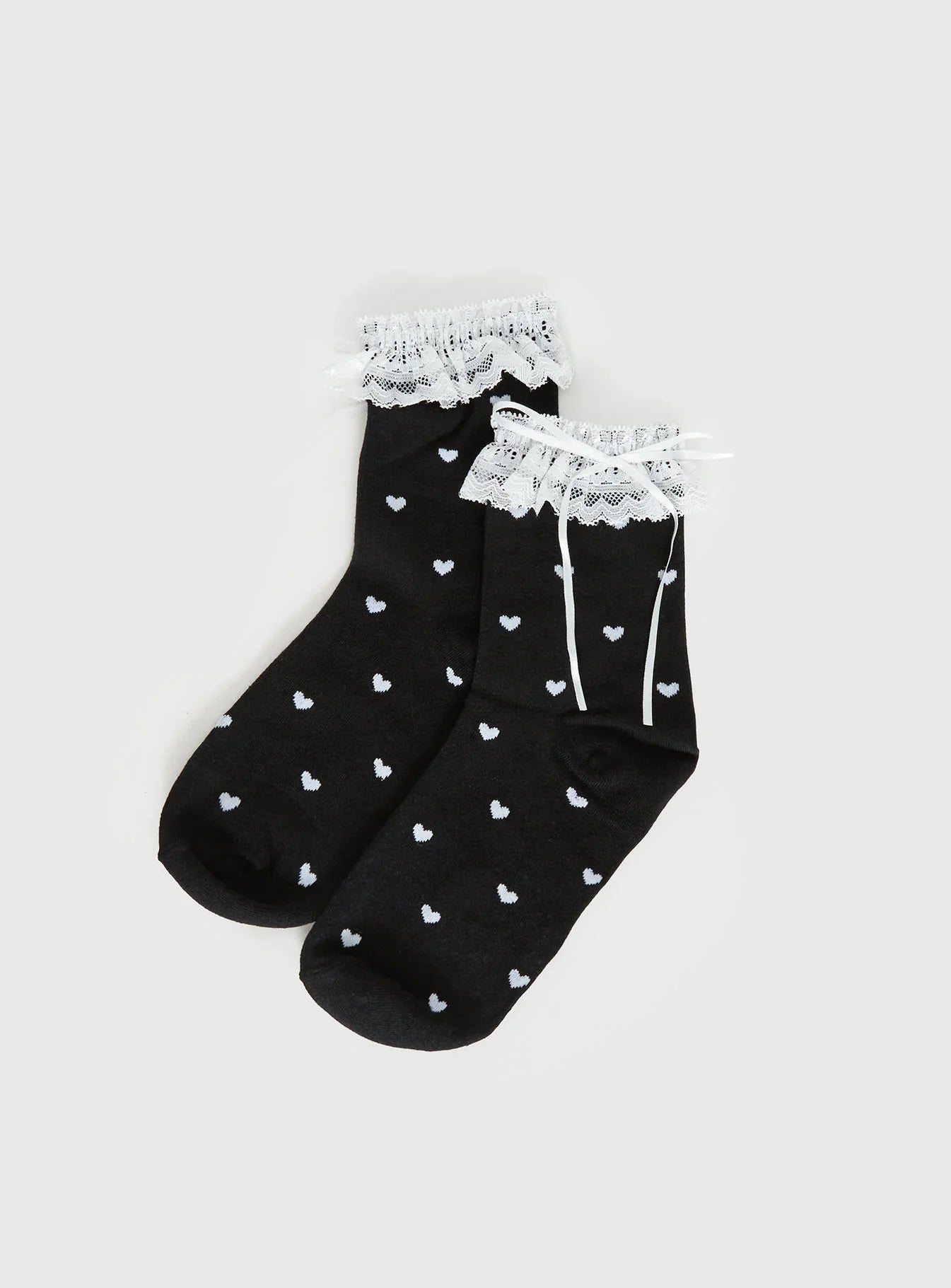 Reminisce Heart Detail Socks Black White