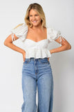 Sweet Blooms White Eyelet Short Sleeve Babydoll Crop Top