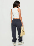 Caspa Dream Fleece Oversized Ankle Cuff Jogger Navy