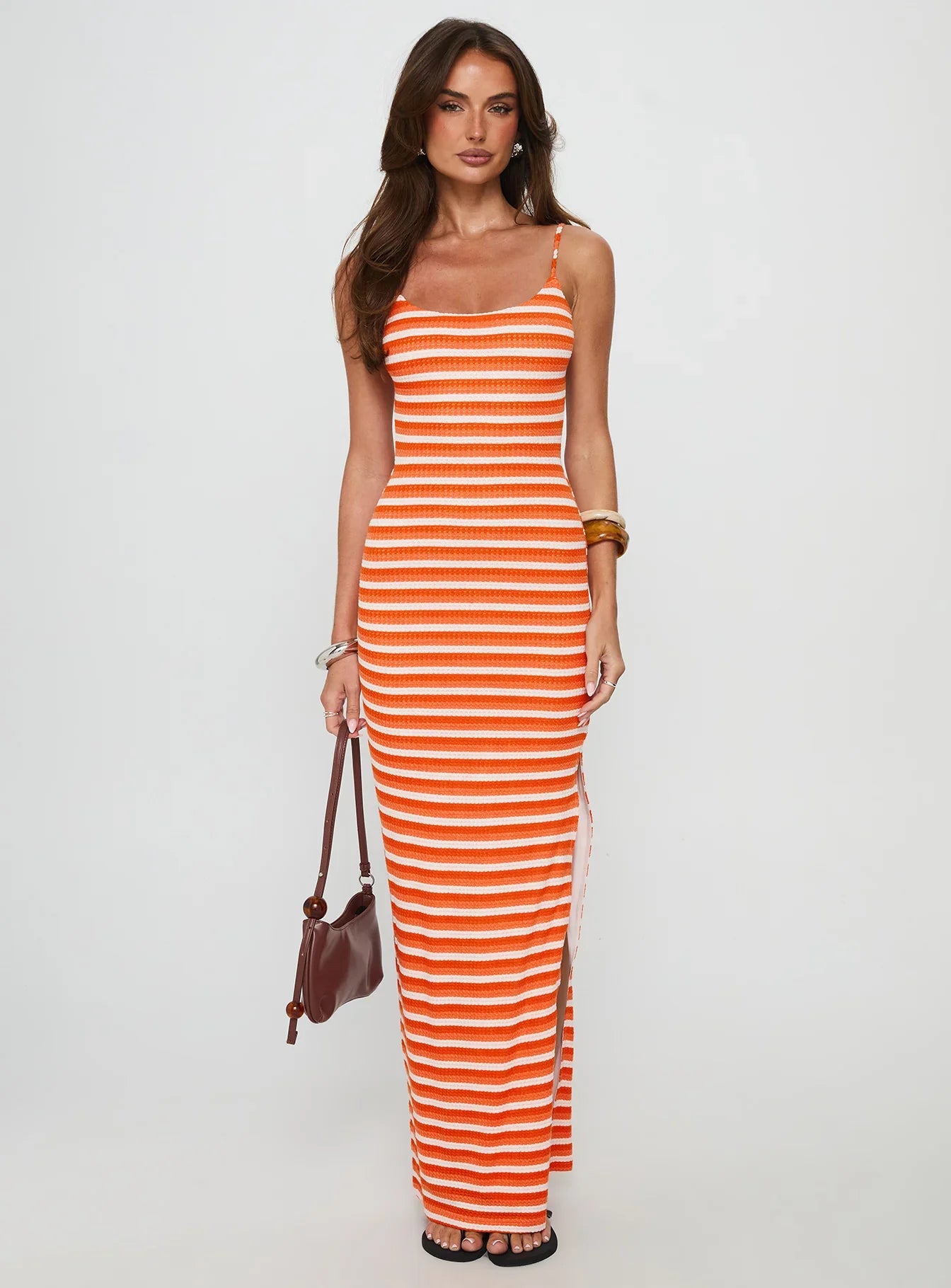 Elestria Maxi Dress Orange Stripe