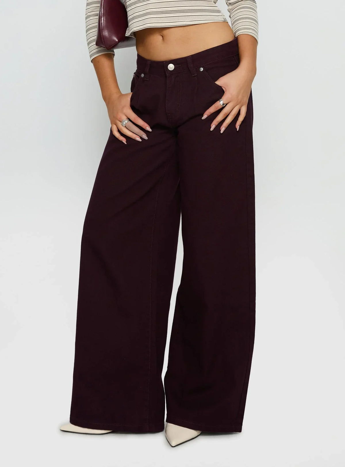 Supercut Low Rise Baggy Pleat Jeans Currant