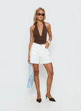 Torri Longline Denim Shorts Ecru