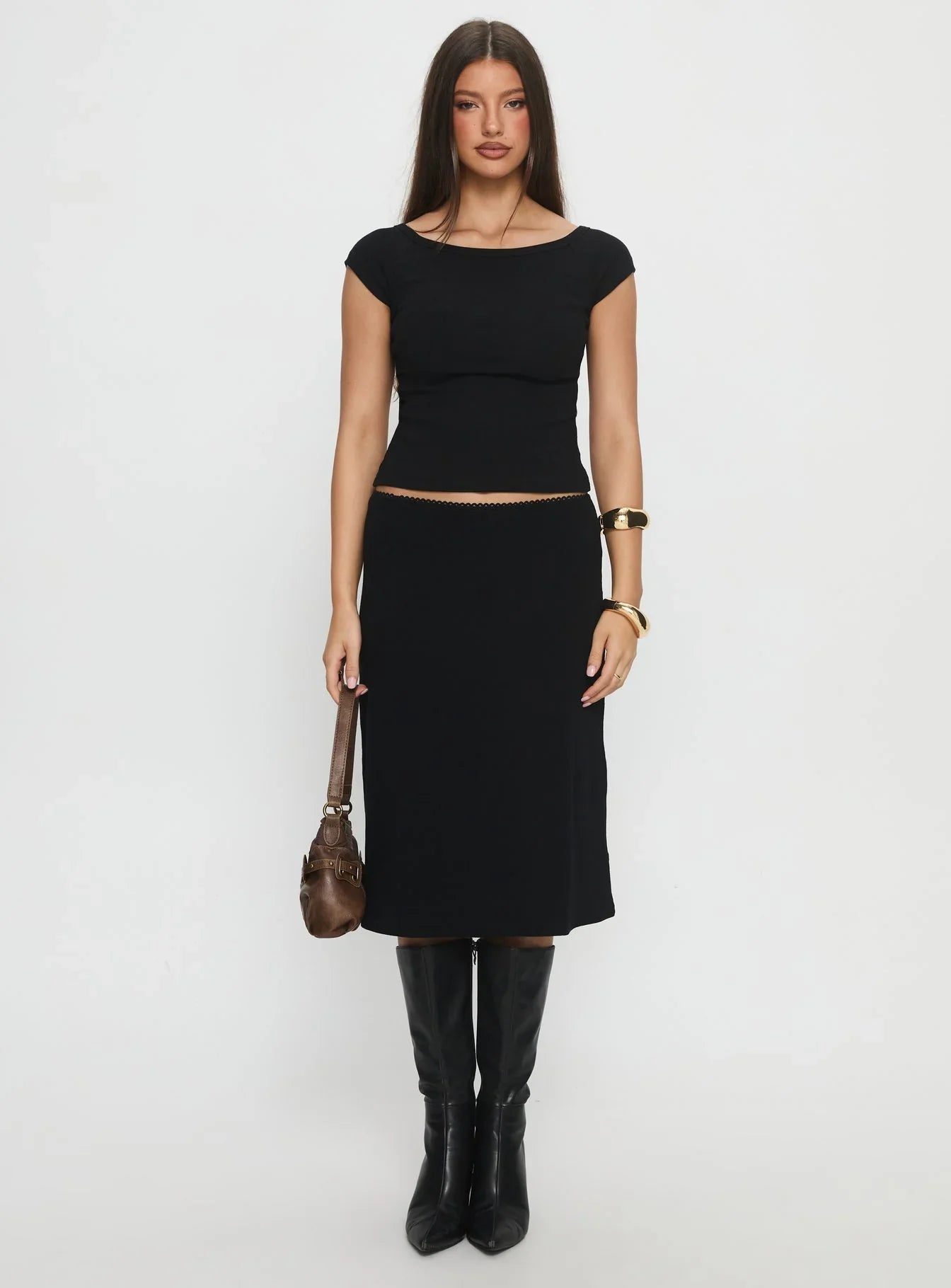 Baseline Boat Neck Top Black