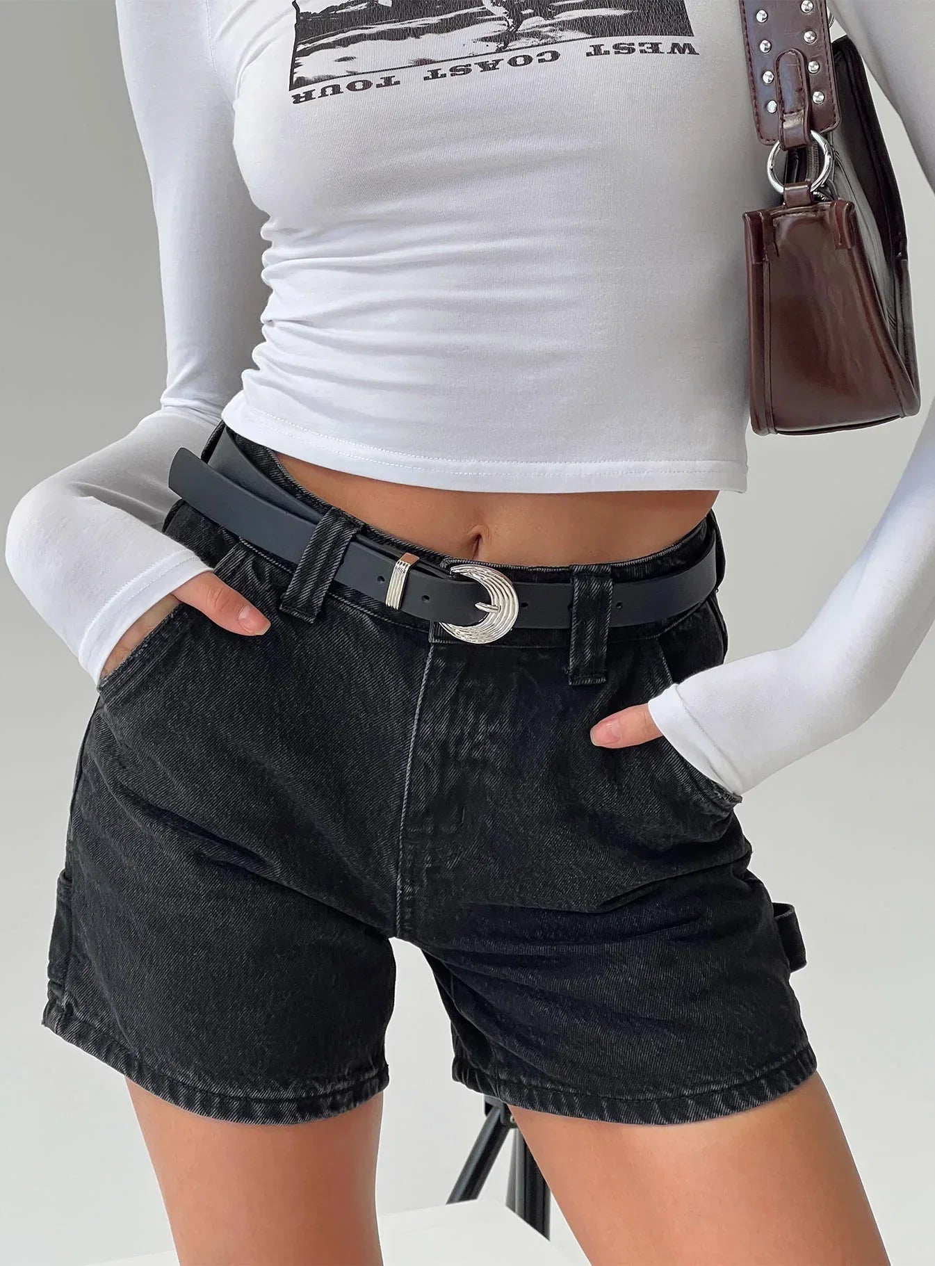 Lou Carpenter Denim Shorts Washed Black