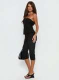 Isalyn Tailored Capri Pants Black Pinstripe