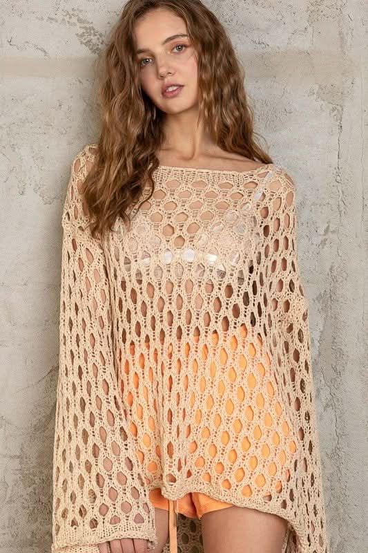 Nadia Yellow Sheer Crochet Sweater