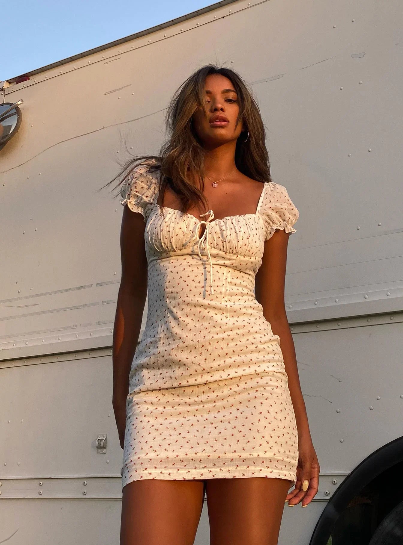 Natalina Mini Dress White Red