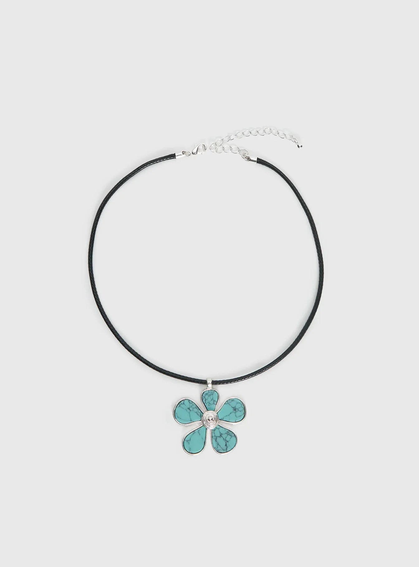 Cuteness Flower Pendant Necklace Black Blue