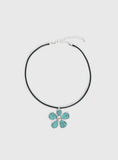 Cuteness Flower Pendant Necklace Black Blue