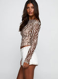 Isolda Long Sleeve Top Brown Zebra