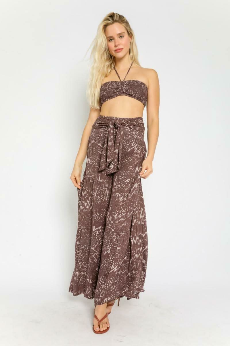 By The Shore Etched Espresso Two Piece Jumpsuit
