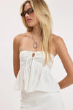 Briley White Eyelet Strapless Babydoll Top