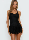 Predictable Halter Lace Playsuit Black