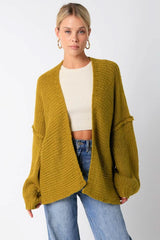 Lucie Open Front Olive Cardigan