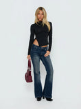 Solarah Tie Side Long Sleeve Top Black