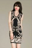 Anthi Black Floral Bodycon Sweater Dress