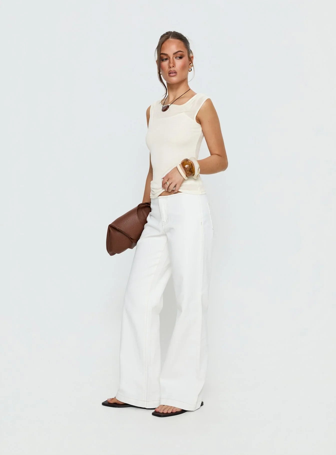 Skaia Layered Sheer Top Cream