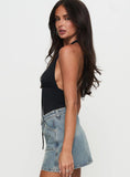Two Summers Plunge Neck Bodysuit Black