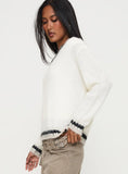 Federation V Neck Knit Sweater White