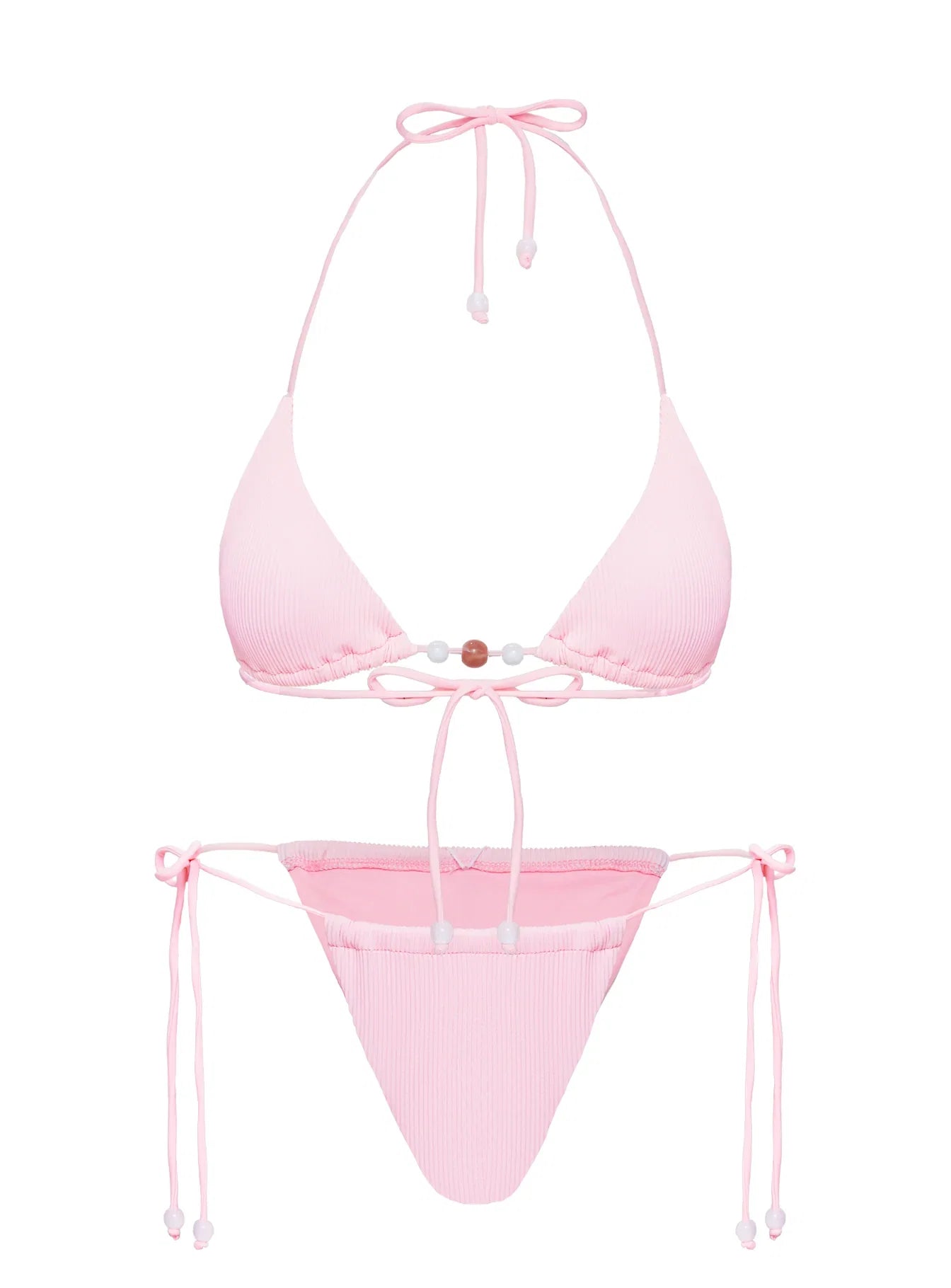 Saide Triangle Bikini Top Pink Stripe