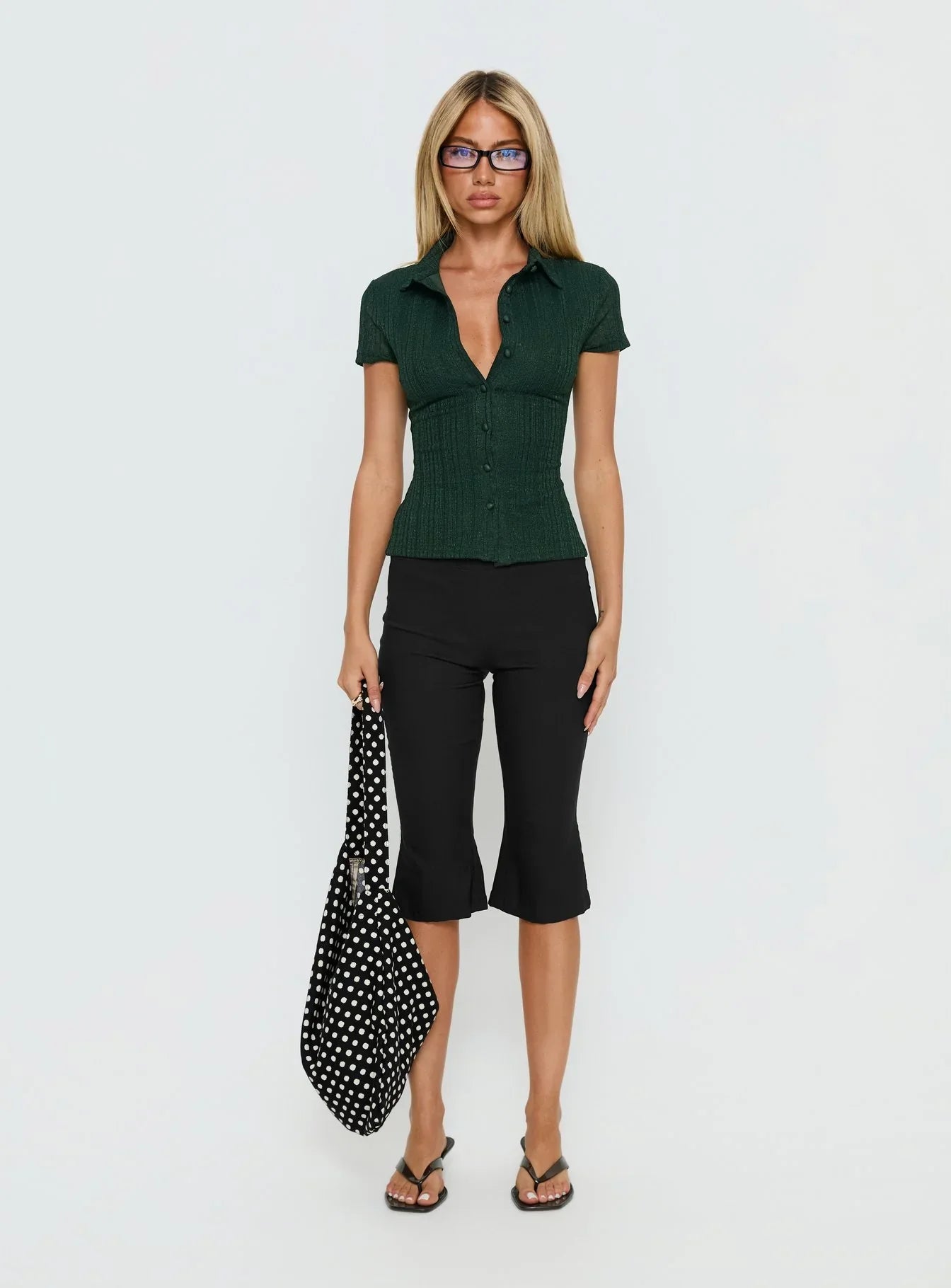When You Sleep Short Sleeve Top Dark Green