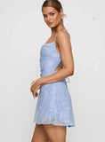 Celena Mini Dress Light Blue Burnout