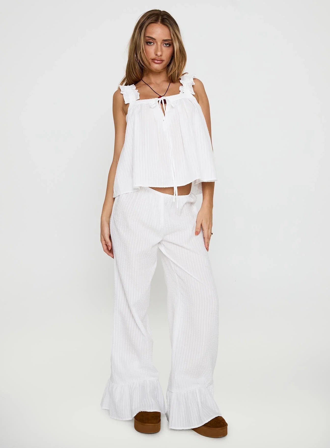 Santabelle Frill Pants White