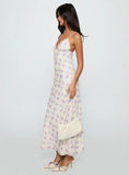 Jessamine Frill Maxi Dress White Lilac