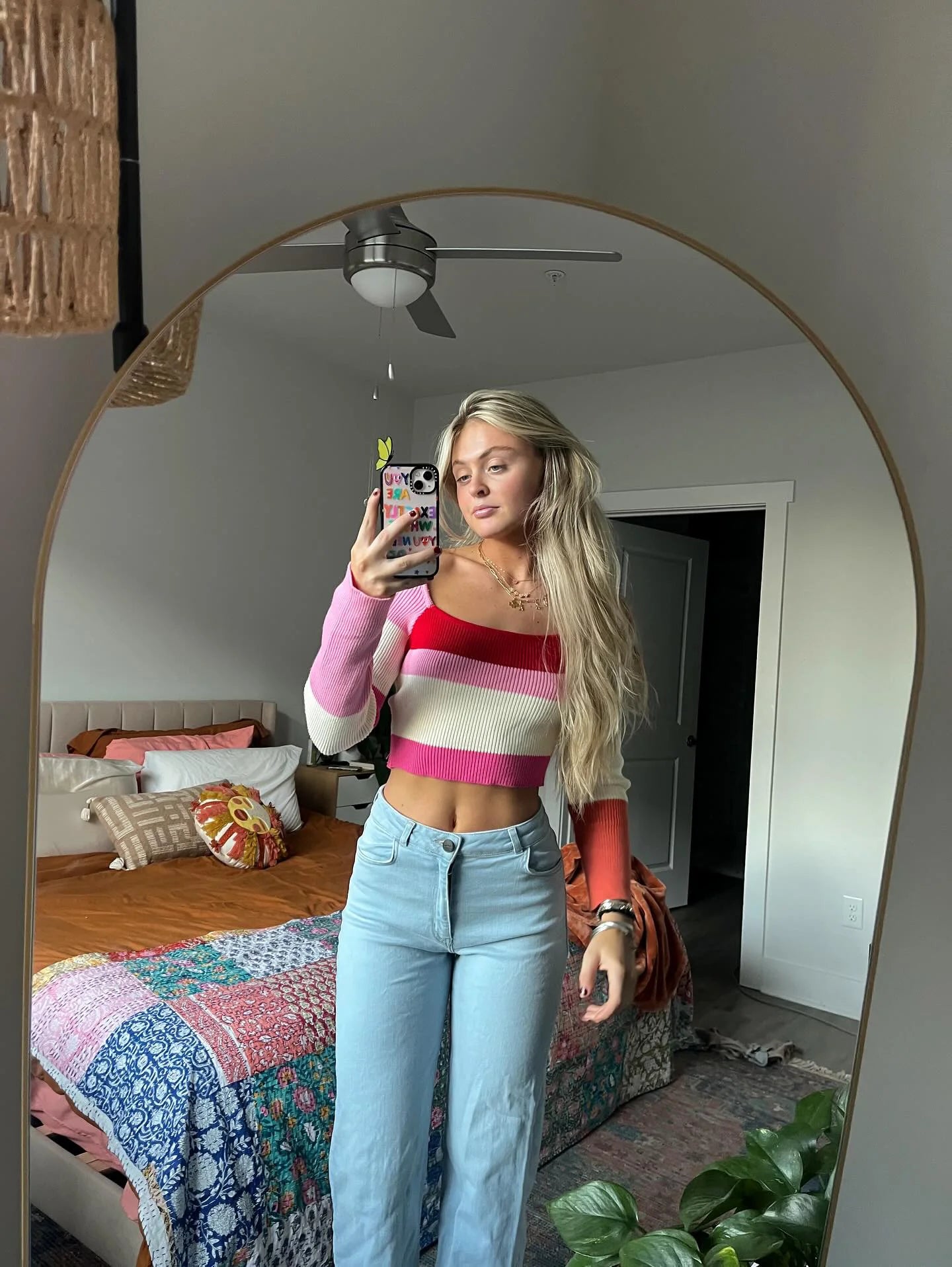 On Repeat Red Colorblock Cropped Sweater