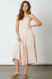 Cherished Moments Mauve Print Lace Up Midi Dress