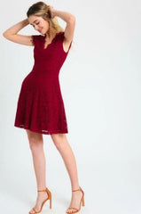 Selma Burgundy Lace Skater Dress