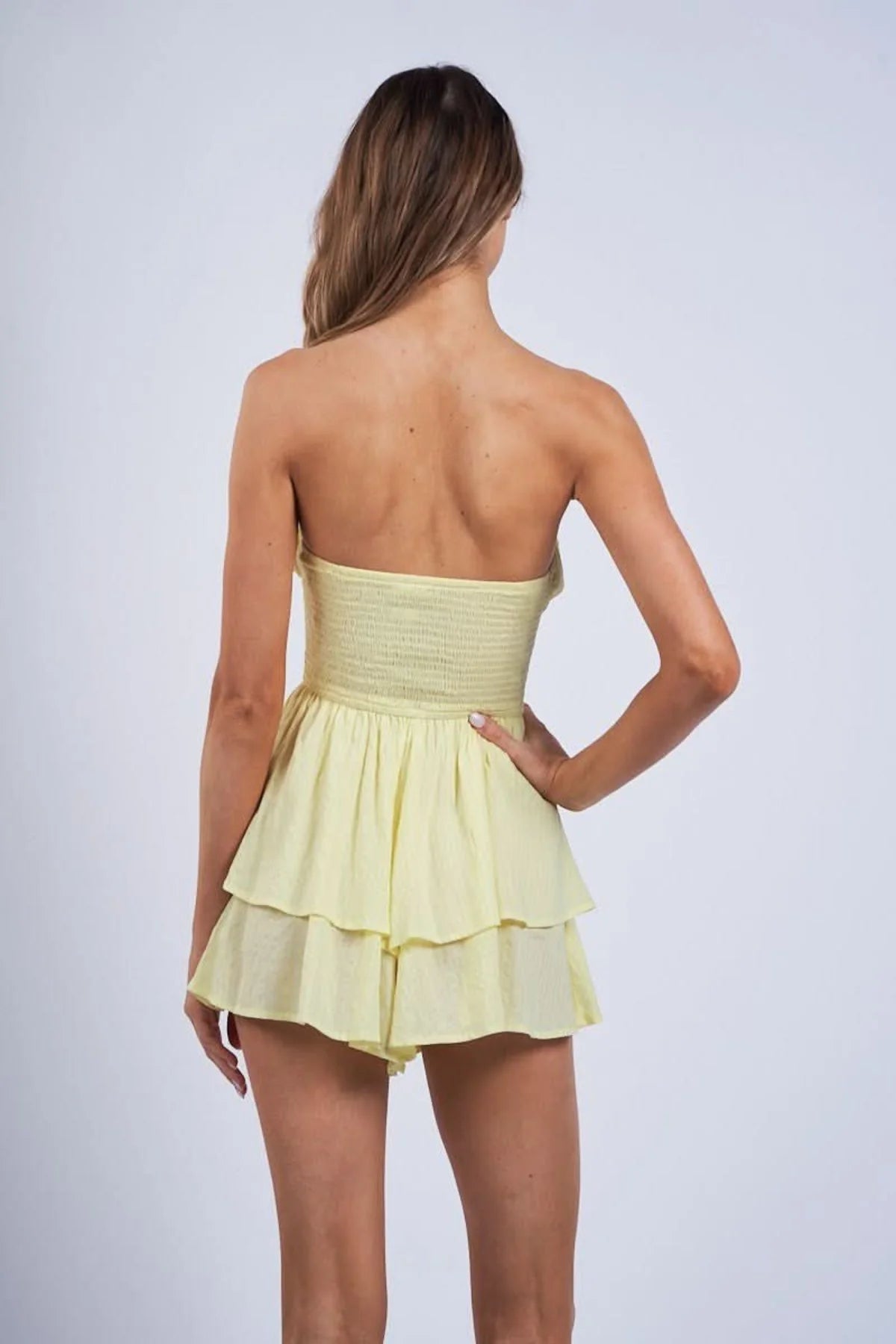 Gigi Yellow Strapless Romper Dress