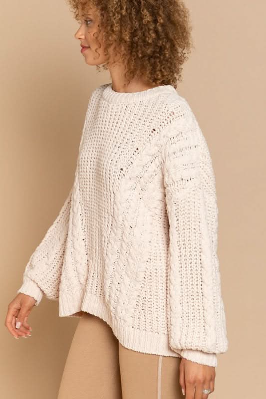 Josie Beige Oversized Knit Sweater