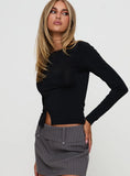 Crowded Room Button Up Long Sleeve Top Black