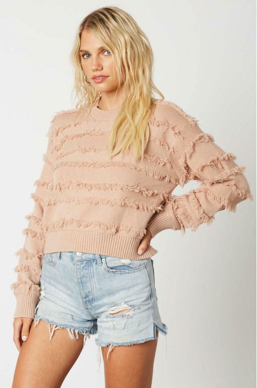 Hailey Blush Fringe Sweater