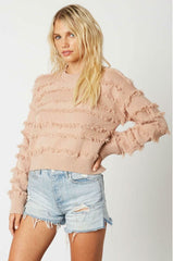Hailey Blush Fringe Sweater