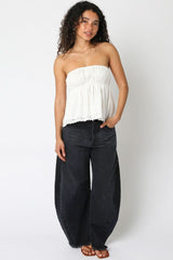 Nantucket White Eyelet Strapless Babydoll Top