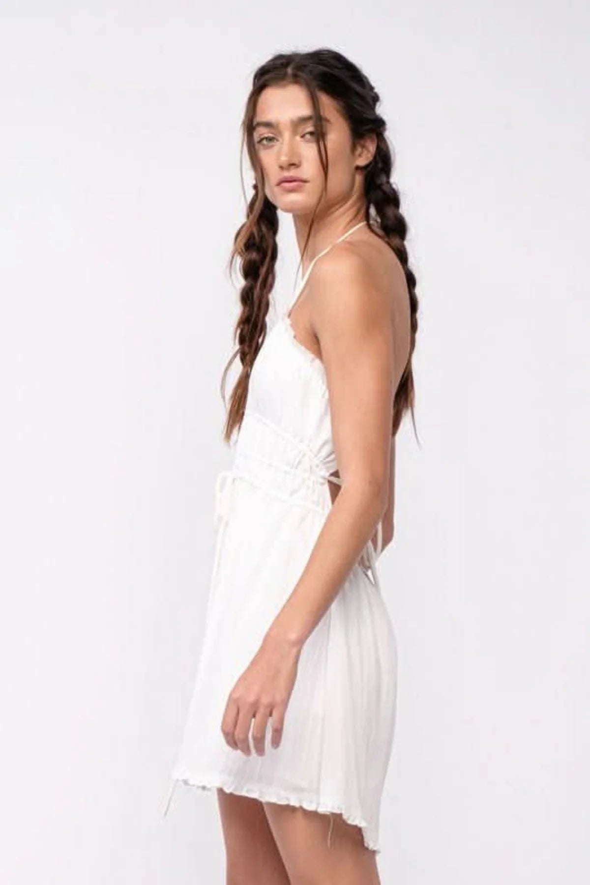 Kristen White Halter Mini Dress