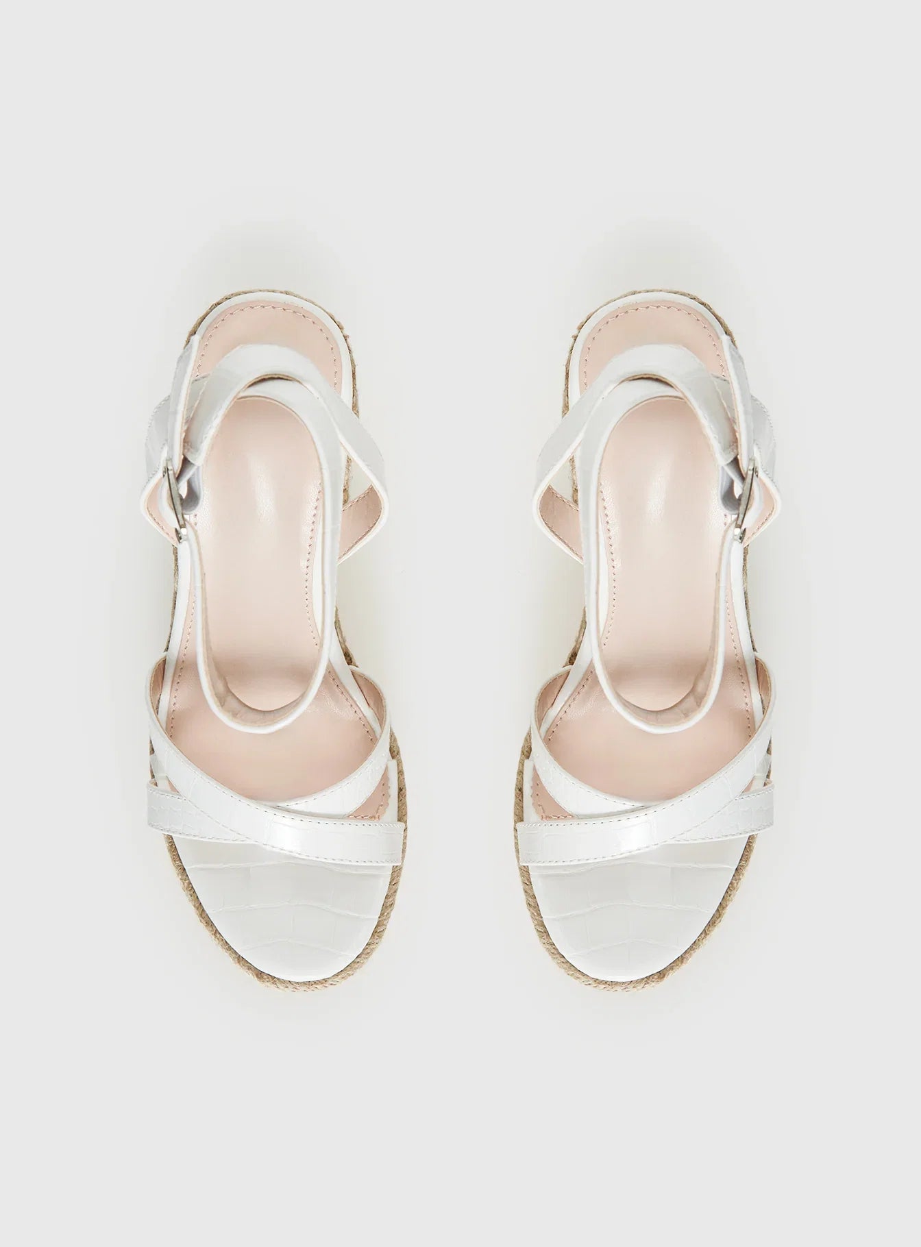 Jesper Espadrille Wedged Heels White Croc