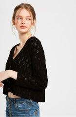 Vanessa Black Cropped Cardigan Sweater