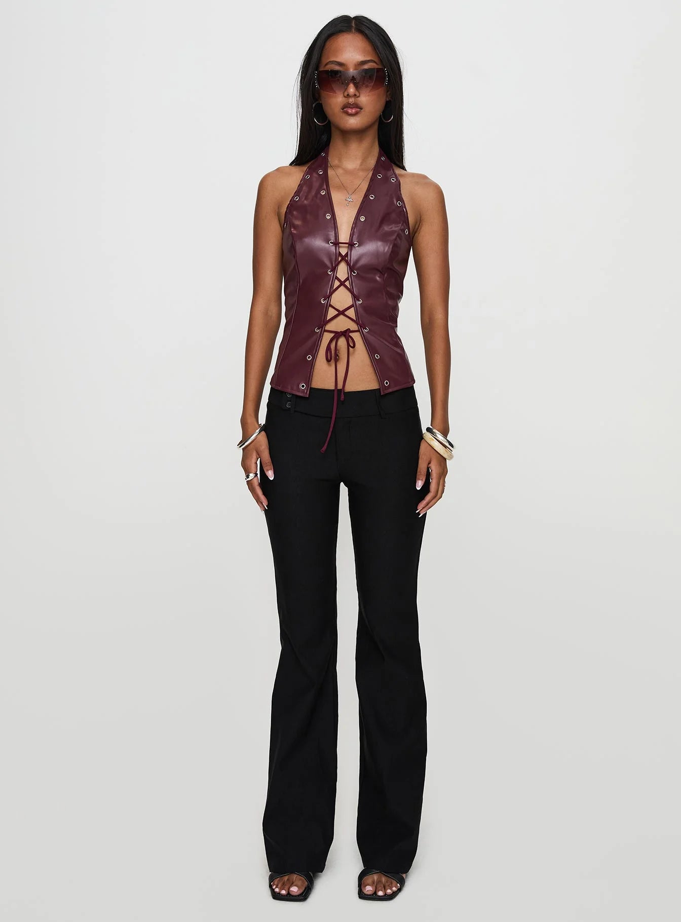 Ive Been There Faux Leather Halter Top Red