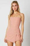 Stephanie Dusty Pink Gingham Tie Back Romper