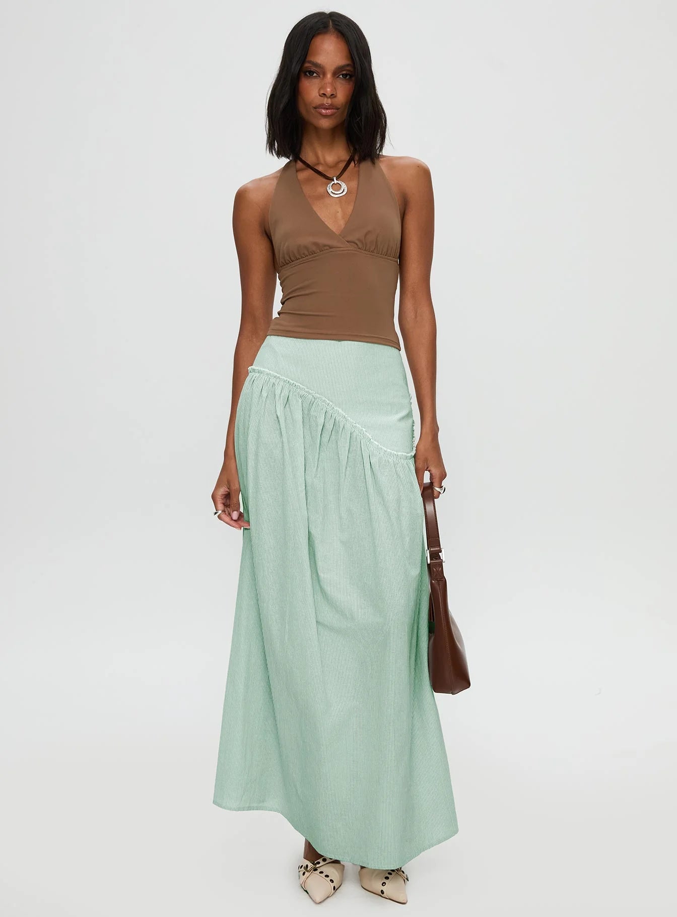 Yasemine Maxi Skirt Green White
