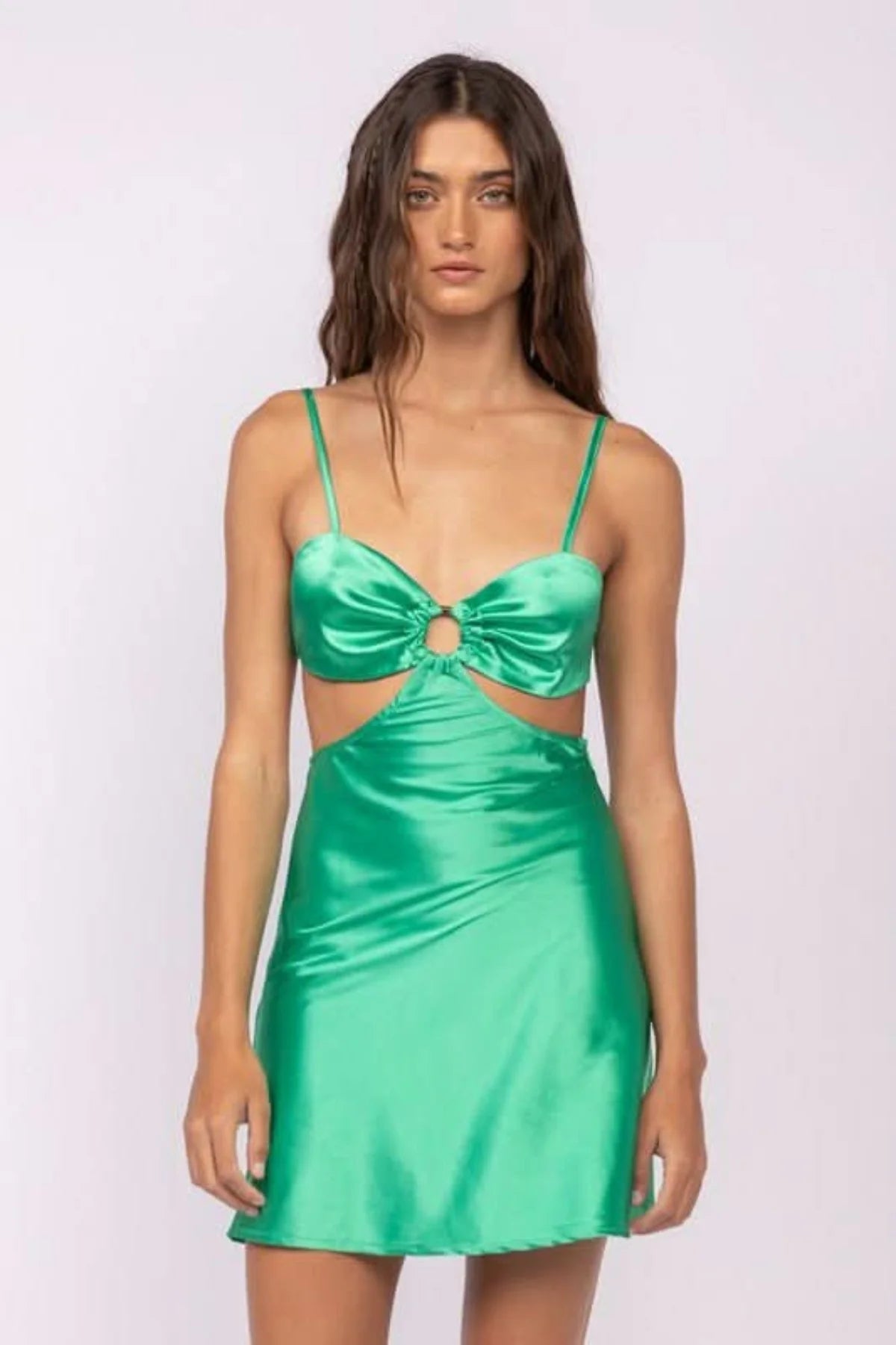 Jamie Green Satin O Ring Dress