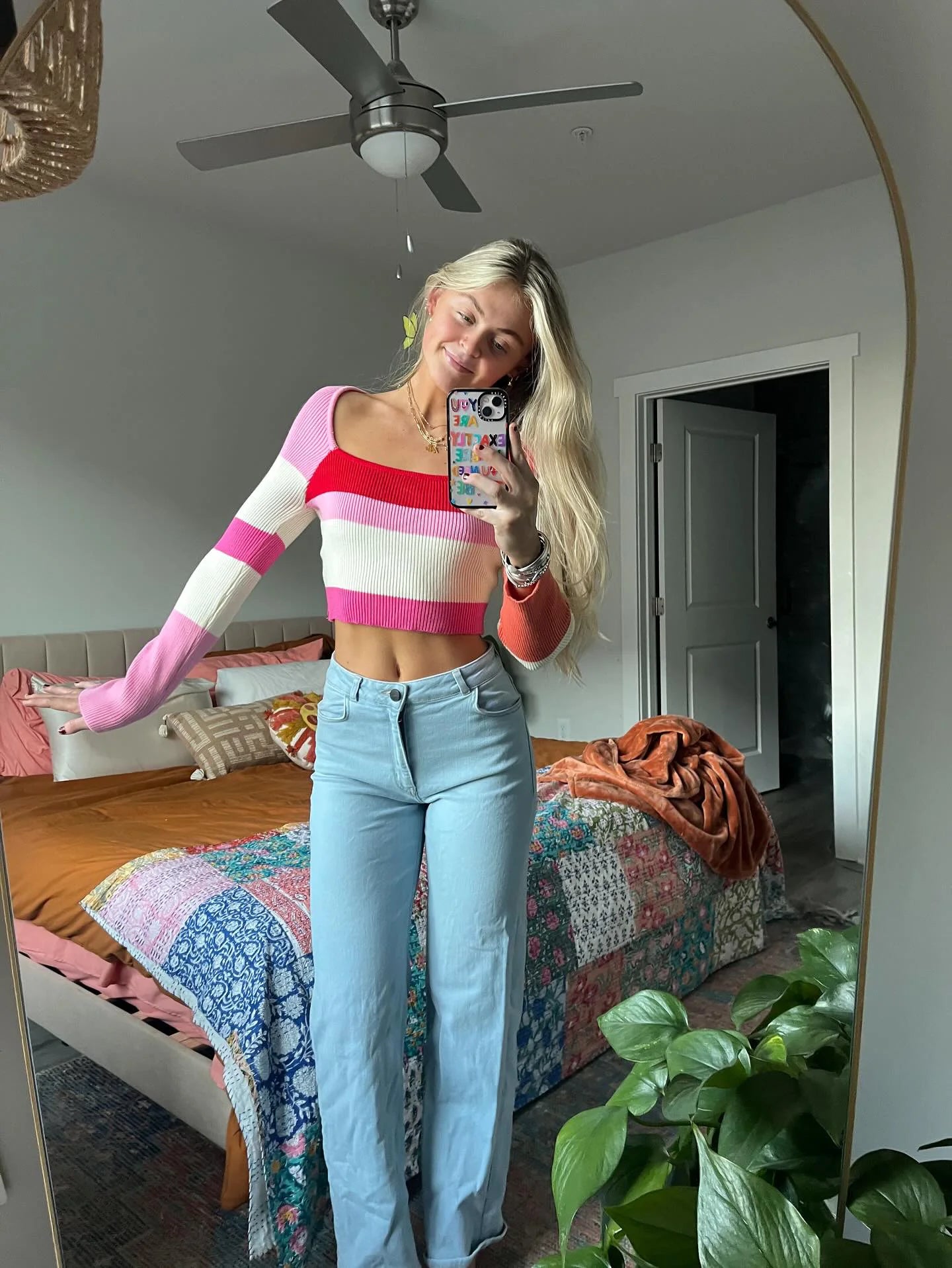On Repeat Red Colorblock Cropped Sweater