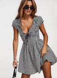 Wescott Gingham Romper Black White Tall